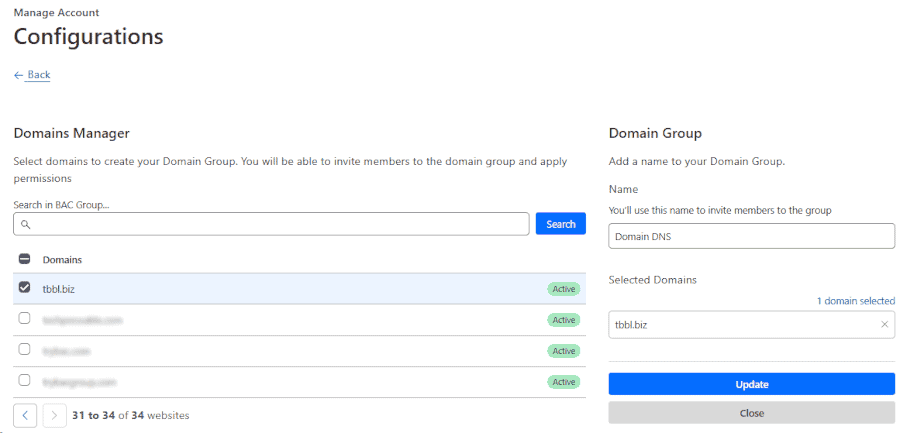 Add domains to your group.